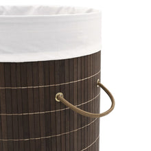 Load image into Gallery viewer, vidaXL Bamboo Laundry Bin Round Dark Brown