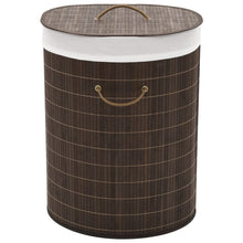 Load image into Gallery viewer, vidaXL Bamboo Laundry Bin Oval Dark Brown