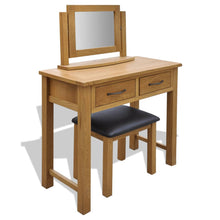Load image into Gallery viewer, vidaXL Solid Oak Wood Dressing Table with Stool