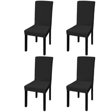 Load image into Gallery viewer, vidaXL Suora Venyvä Tuolinsuoja 4 kpl Musta
