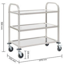 Load image into Gallery viewer, vidaXL 3-Tier Kitchen Trolley 42.1"x21.7"x35.4" Stainless Steel