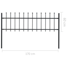 Load image into Gallery viewer, vidaXL Garden Fence with Spear Top Steel 66.9"x23.6" Black