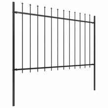 Load image into Gallery viewer, vidaXL Garden Fence with Spear Top Steel 535.4"x47.2" Black