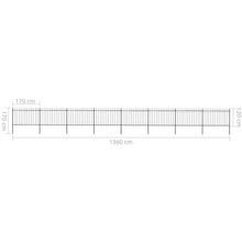 Load image into Gallery viewer, vidaXL Garden Fence with Spear Top Steel 535.4"x47.2" Black