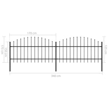 Load image into Gallery viewer, vidaXL Garden Fence with Spear Top Steel 11.2' Black