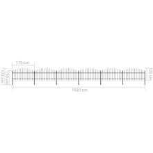 Load image into Gallery viewer, vidaXL Garden Fence with Spear Top Steel 33.5' Black