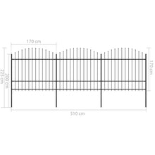 Load image into Gallery viewer, vidaXL Puutarha-aita keihäskärjillä teräs (1,5-1,75)x5,1 m musta