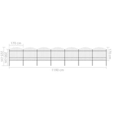 Load image into Gallery viewer, vidaXL Puutarha-aita keihäskärjillä teräs (1,5-1,75)x11,9 m musta