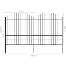Load image into Gallery viewer, vidaXL Puutarha-aita keihäskärjillä teräs (1,75-2)x3,4 m musta