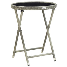 Load image into Gallery viewer, vidaXL Tea Table Gray 23.6" Poly Rattan and Tempered Glass