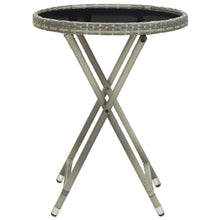 Load image into Gallery viewer, vidaXL Tea Table Gray 23.6" Poly Rattan and Tempered Glass