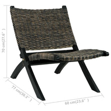 Load image into Gallery viewer, vidaXL Relaxing Chair Black Natural Kubu Rattan and Solid Mahogany Wood