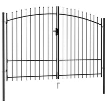 Load image into Gallery viewer, vidaXL Fence Gate Double Door with Spike Top Steel 9.8'x5.7' Black