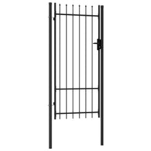 Load image into Gallery viewer, vidaXL Fence Gate Single Door with Spike Top Steel 3.3'x6.6' Black