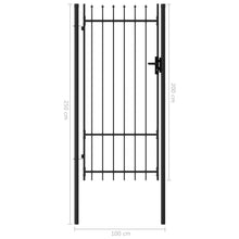 Load image into Gallery viewer, vidaXL Fence Gate Single Door with Spike Top Steel 3.3'x6.6' Black