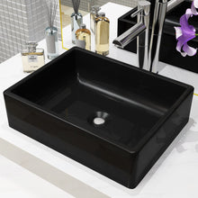 Load image into Gallery viewer, vidaXL Basin Ceramic Rectangular Black 16.1"x11.8"x4.7"