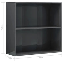Load image into Gallery viewer, vidaXL 2-tasoinen kirjahylly korkeakiil. harmaa 80x30x76,5cm lastulevy