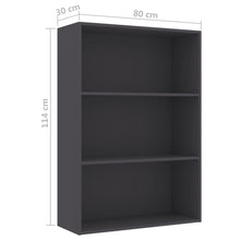 Load image into Gallery viewer, vidaXL 3-Tier Book Cabinet Gray 31.5"x11.8"x44.8" Chipboard