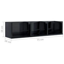 Load image into Gallery viewer, vidaXL CD-seinähylly korkeakiilto musta 75x18x18 cm lastulevy