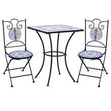 Load image into Gallery viewer, vidaXL 3 Piece Mosaic Bistro Set Ceramic Tile Blue and White