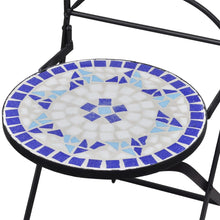 Load image into Gallery viewer, vidaXL 3 Piece Mosaic Bistro Set Ceramic Tile Blue and White