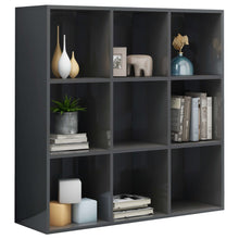 Load image into Gallery viewer, vidaXL Book Cabinet High Gloss Gray 38.6"x11.8"x38.6" Chipboard