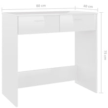 Load image into Gallery viewer, vidaXL Työpöytä korkeakiilto valkoinen 80x40x75 cm lastulevy