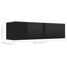 Load image into Gallery viewer, vidaXL TV Cabinet High Gloss Black 47.2"x11.8"x11.8" Chipboard