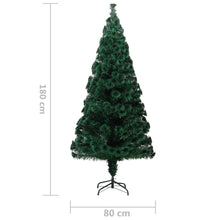 Load image into Gallery viewer, vidaXL Tekojoulukuusi jalustalla vihreä 180 cm kuituoptiikka