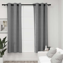 Load image into Gallery viewer, vidaXL Blackout Curtains with Rings 2 pcs Gray 37"x63" Velvet