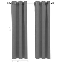 Load image into Gallery viewer, vidaXL Blackout Curtains with Rings 2 pcs Gray 37"x84" Velvet