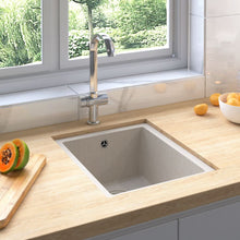 Load image into Gallery viewer, vidaXL Keittiön tiskiallas ylivuotoreiällä beige graniitti