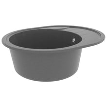 Load image into Gallery viewer, vidaXL Keittiön tiskiallas ylivuotoreiällä ovaali harmaa graniitti