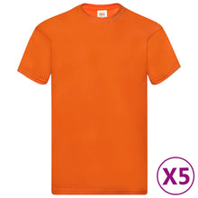Load image into Gallery viewer, 5 Fruit of the Loom Original T-paita 5 kpl oranssi XL puuvilla