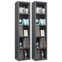 Load image into Gallery viewer, vidaXL CD Cabinets 2 pcs High Gloss Gray 8.3"x6.3"x36.8" Chipboard