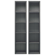 Load image into Gallery viewer, vidaXL CD Cabinets 2 pcs High Gloss Gray 8.3"x6.3"x36.8" Chipboard