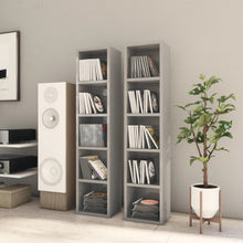 Load image into Gallery viewer, vidaXL CD Cabinets 2 pcs High Gloss Gray 8.3"x6.3"x36.8" Chipboard