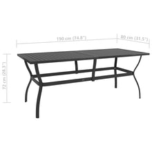 Load image into Gallery viewer, vidaXL Garden Table Anthracite 74.8"x31.5"x28.3" Steel