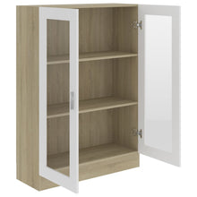 Load image into Gallery viewer, vidaXL Vitrine Cabinet White and Sonoma Oak 32.5"x12"x45.3" Chipboard