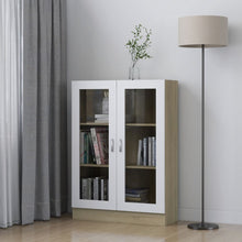 Load image into Gallery viewer, vidaXL Vitrine Cabinet White and Sonoma Oak 32.5"x12"x45.3" Chipboard