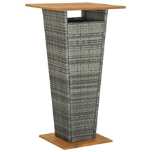 Load image into Gallery viewer, vidaXL Bar Table Gray 23.6"x23.6"x43.3" Poly Rattan and Solid Acacia Wood