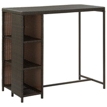 Load image into Gallery viewer, vidaXL Bar Table with Storage Rack Brown 47.2x23.6"x43.3" Poly Rattan"