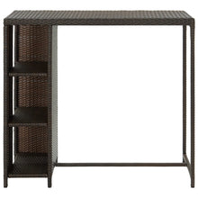 Load image into Gallery viewer, vidaXL Bar Table with Storage Rack Brown 47.2x23.6"x43.3" Poly Rattan"