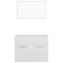 Load image into Gallery viewer, vidaXL 2-osainen kylpyhuonekalustesarja korkeakiilto valk. lastulevy