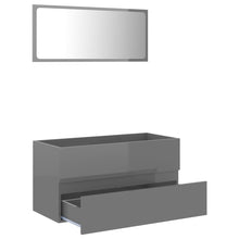 Load image into Gallery viewer, vidaXL 2 Piece Bathroom Furniture Set High Gloss Gray Chipboard